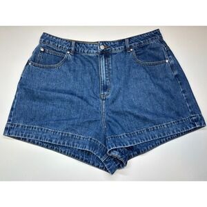 Showpo Denim Shorts Womens 14 Blue Jean Rhianna Mid Waist New